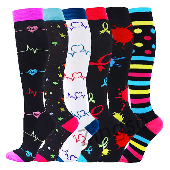 Black Star Unisex Compression Running Socks - 6 Pairs Compression Socks