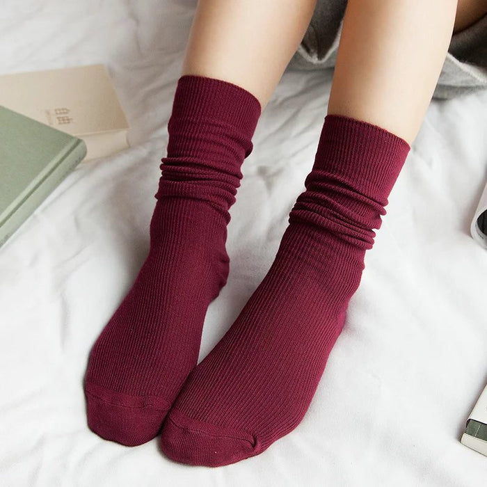 Loose Solid Color Knitting Socks