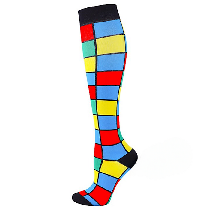 Colored Rectangles Print Compression Socks