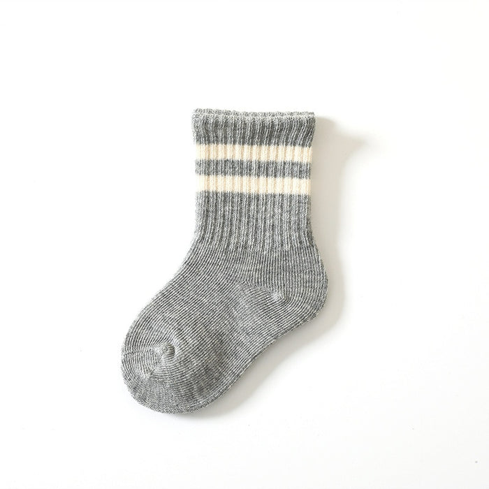 Solid Color Cotton Socks Set For Kids