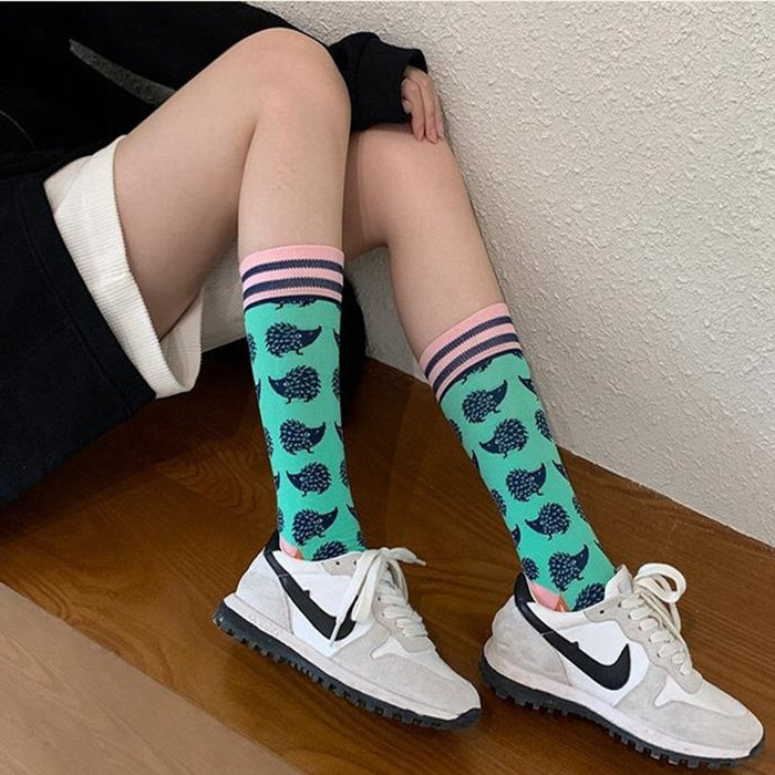Straight Abstract Printed Socks