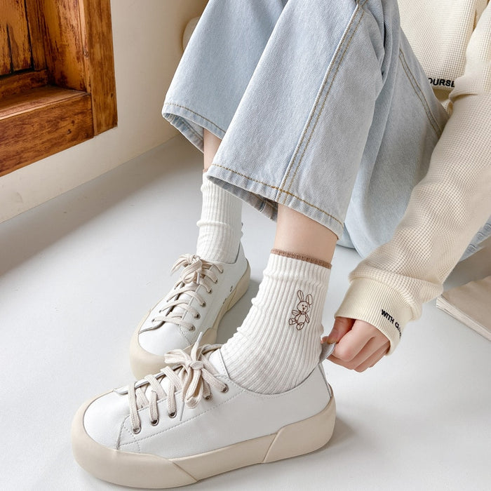 Breathable Embroidered Casual Socks