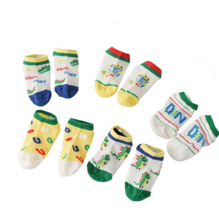 Dino Cotton Children Mesh Boat Socks