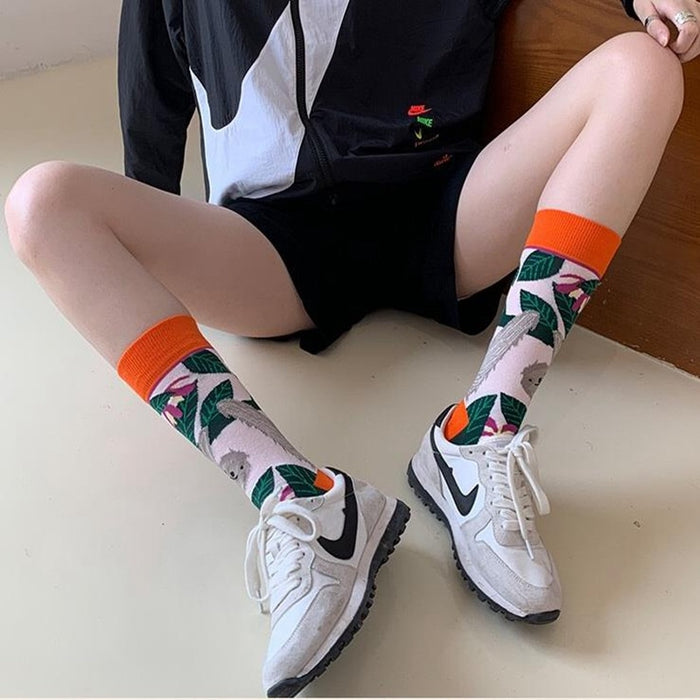 Straight Abstract Printed Socks