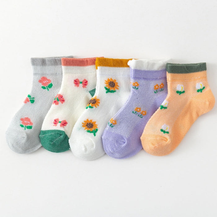 Flower Mesh Cotton Girls Socks