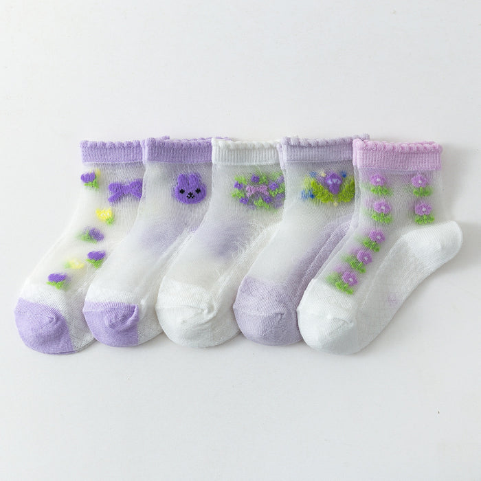 Purple Mesh Kids Socks