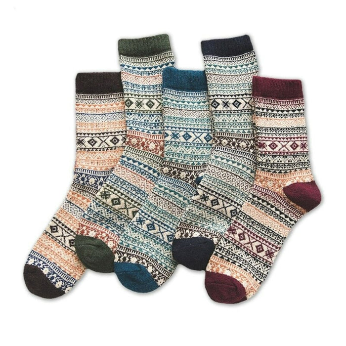 Thicken Warm Wool Retro Style Socks Set