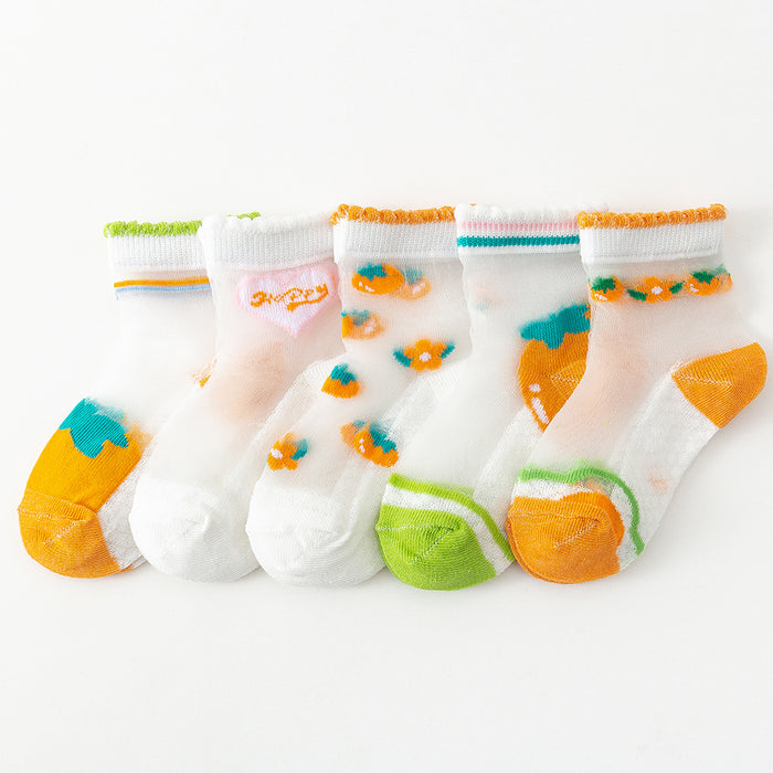 Orange Ultrathin Kids Socks