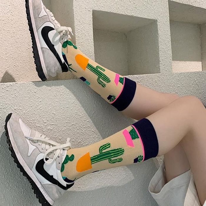 Straight Abstract Printed Socks