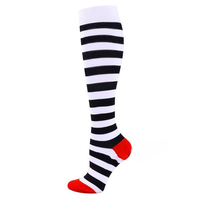 Black And White Stripes Compression Socks