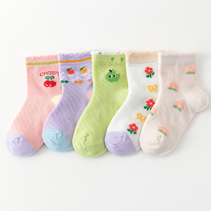 Fruit Mesh Cotton Girls Socks