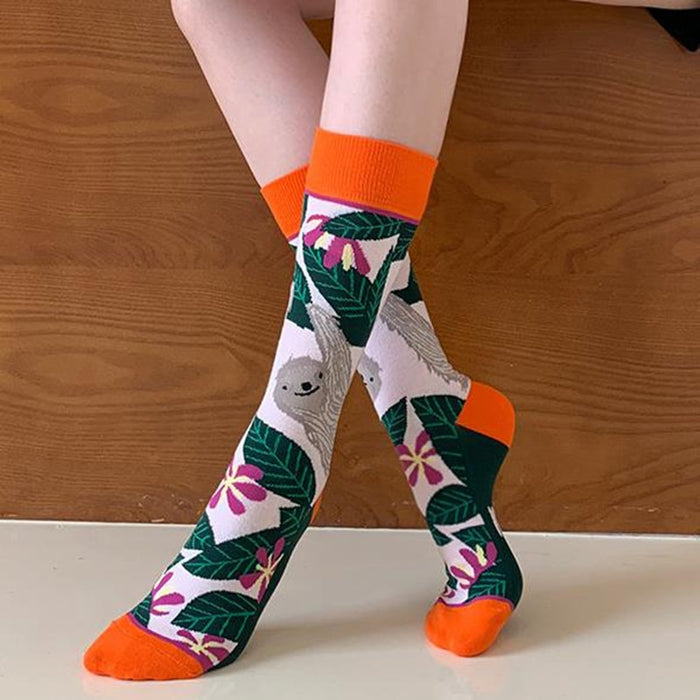 Autumn Straight Printed Socks
