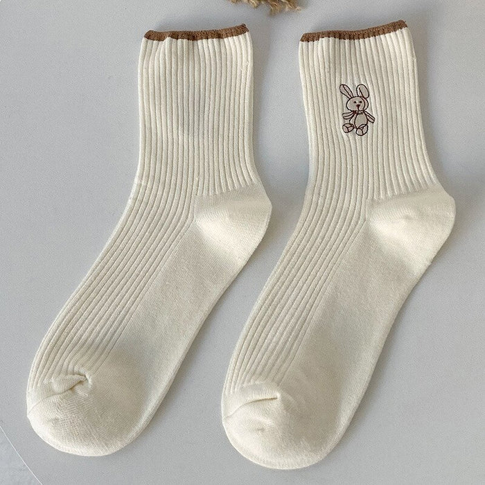 Breathable Embroidered Casual Socks