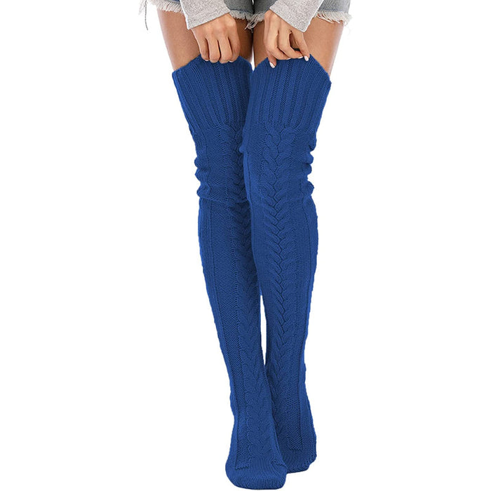 Women's Cable Knitted Thigh High Boot Socks Extra Long Winter Stockings Over Knee Leg Warmers