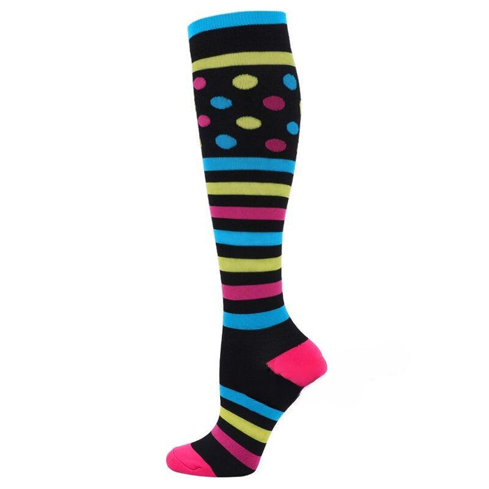 Black Dotted Stripes Compression Socks