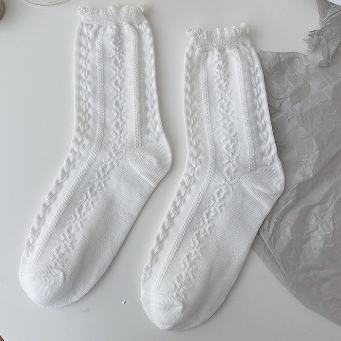 White Lace Bowknot Cotton Ankle Socks