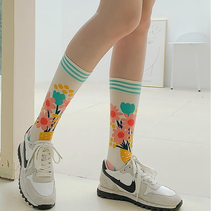 Straight Abstract Printed Socks