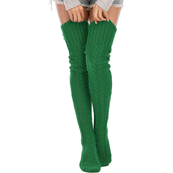 Women's Cable Knitted Thigh High Boot Socks Extra Long Winter Stockings Over Knee Leg Warmers