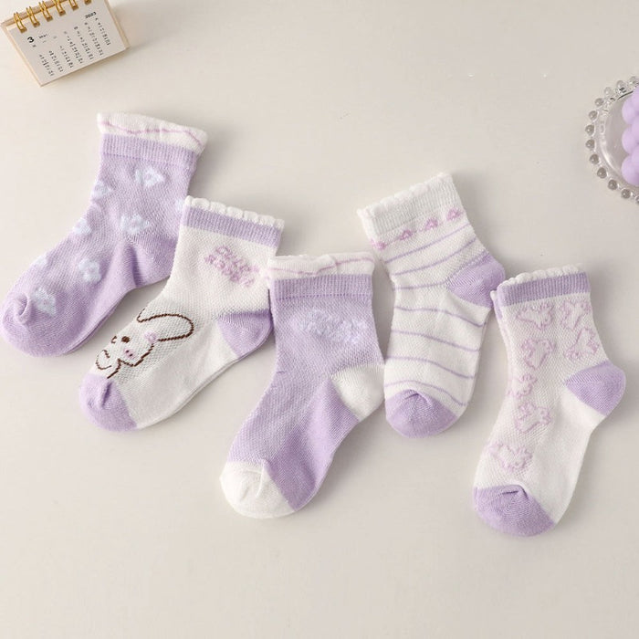 Purple Mesh Cotton Girls Socks