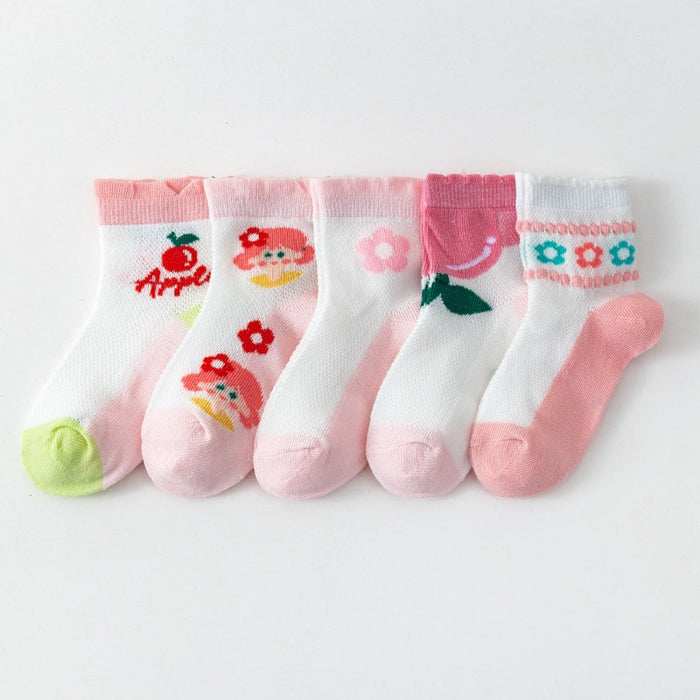 Apple Mesh Cotton Girls Socks