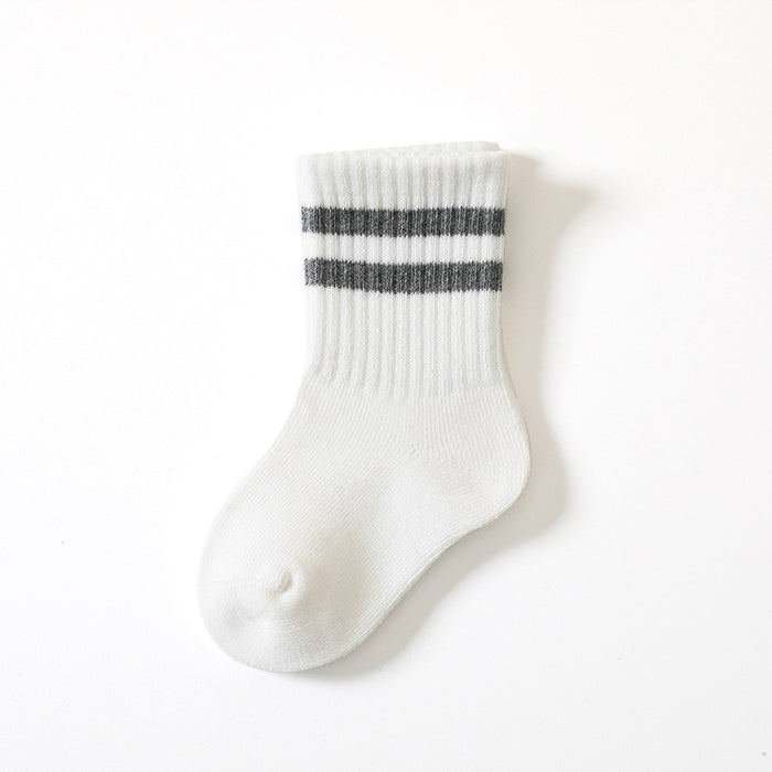 Solid Color Cotton Socks Set For Kids