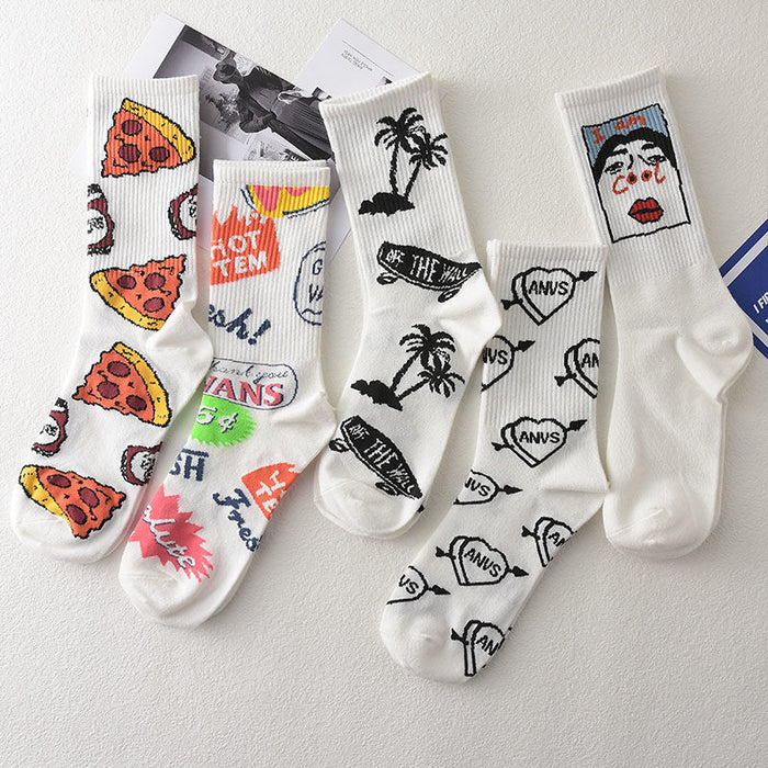 Cartoony Print Hip Hop Style Socks Set