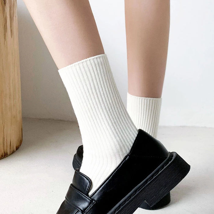 Solid Color Cotton Socks