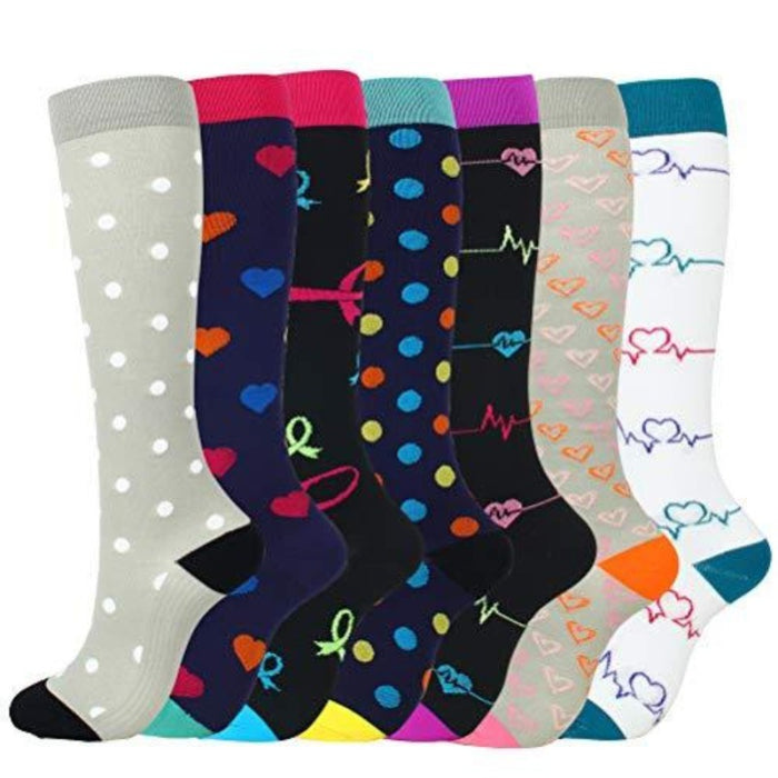 Black Prints Compression Stocking for Women| 7 Pairs- Stylish & Supportive Legwear