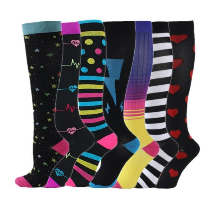Breathable Zebra Compression Stocking for Women | Anti-Microbial Socks - 7 Pairs