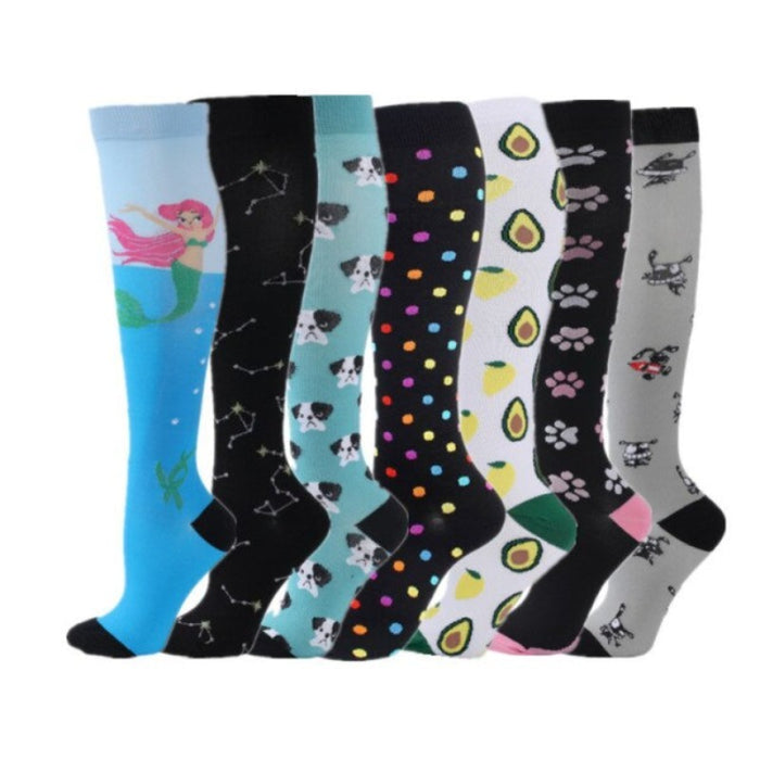 Mermaid Compression Stocking for Women - Anti-Microbial Socks - 7 Pairs