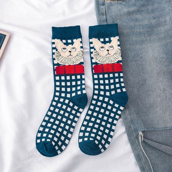 Casual Printed Cotton Socks For Spring