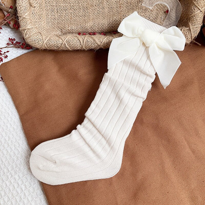 Velvet Bow Cotton Children Socks