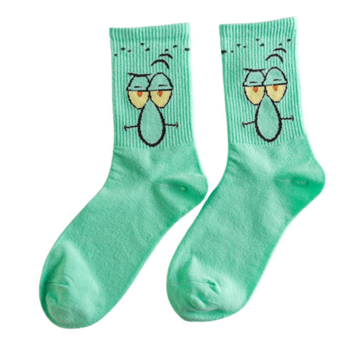 Squidward Printed Cotton Socks