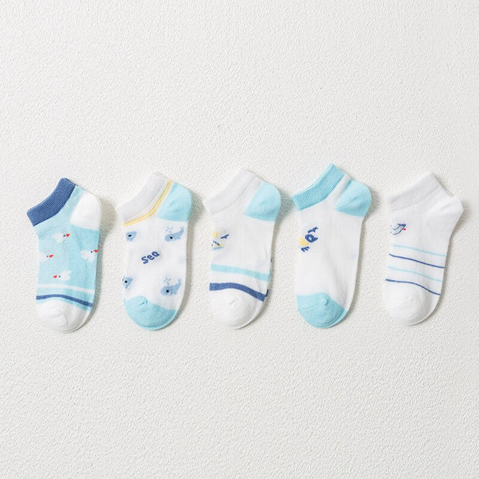 Blue Whale Print Unisex Ankle Socks For Children