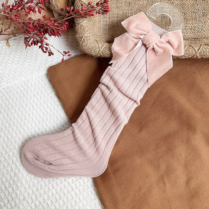 Velvet Bow Cotton Children Socks