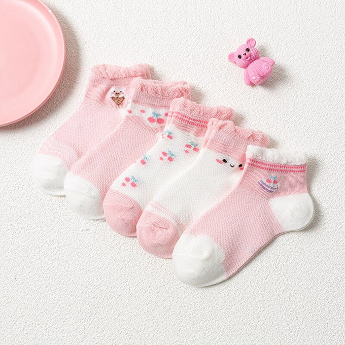 Pink Print Unisex Ankle Socks For Children