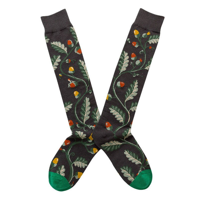 Artistic Leaf Printed Cotton Socks