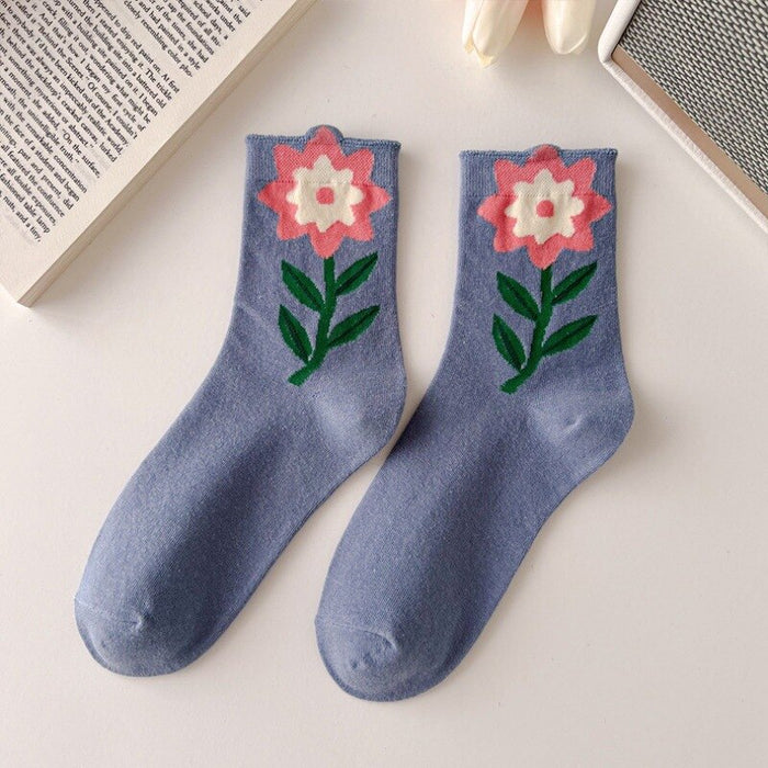 3D Flower Woman Cotton Socks