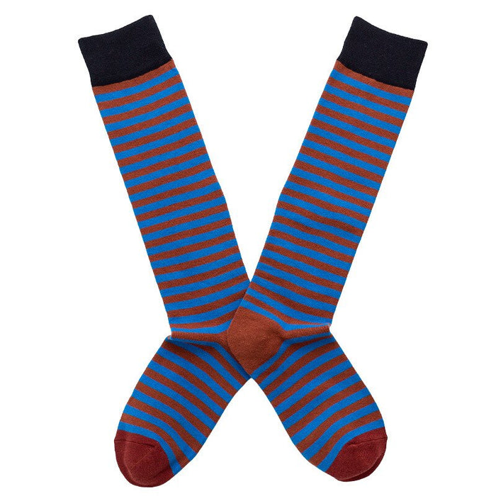 Blue Stripes Printed Cotton Socks