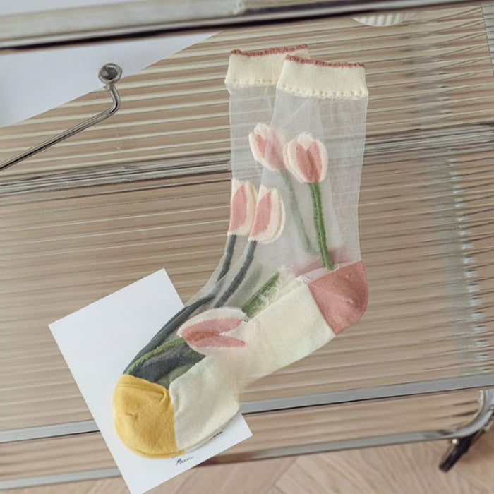 Transparent Streetwear Elastic Long Socks
