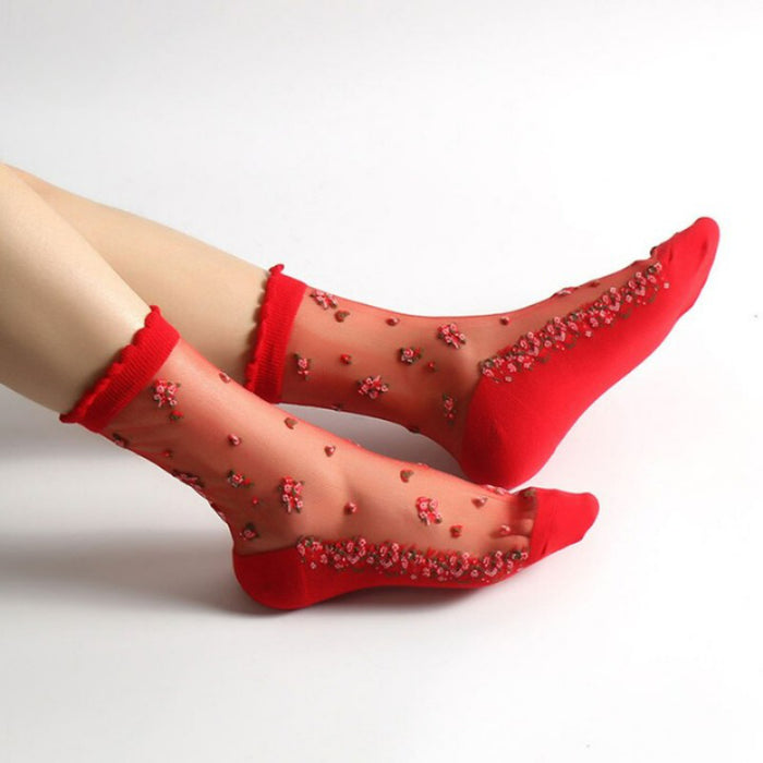 Breathable Flower Print Socks