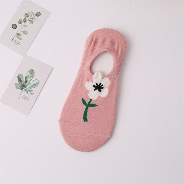Short Ankle Flower Designed Socks