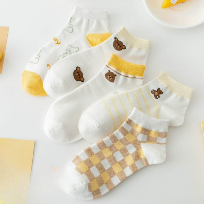 Bear Printed Low Cut Breathable Socks