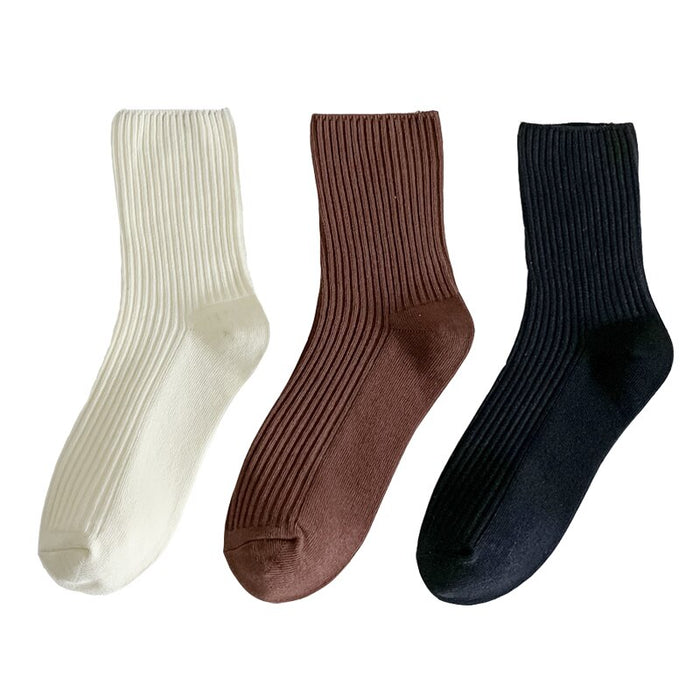 Simple Solid Color Cotton Socks