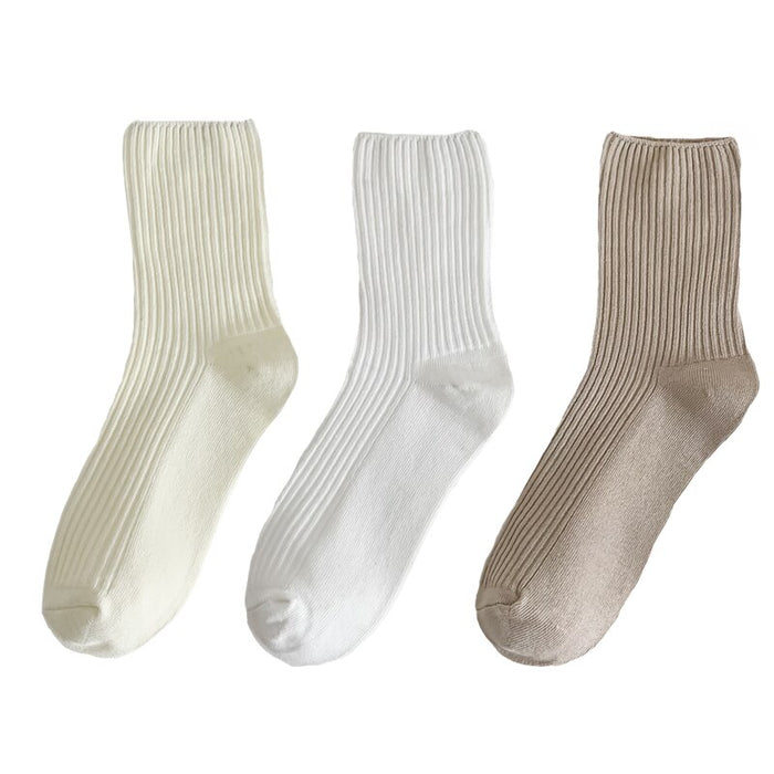 Simple Solid Color Cotton Socks