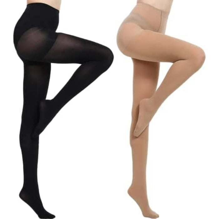 Pack Of 2 Run Resistant Control Top Panty Hose Opaque Tights