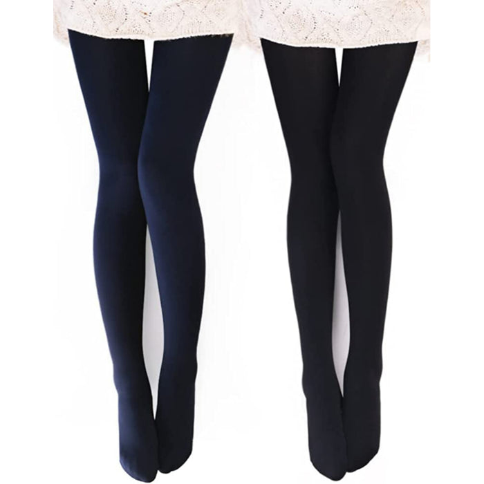 Pack Of 2 Womens Opaque Fleece Lined Tights Colorful Warm Winter Thermal Tights