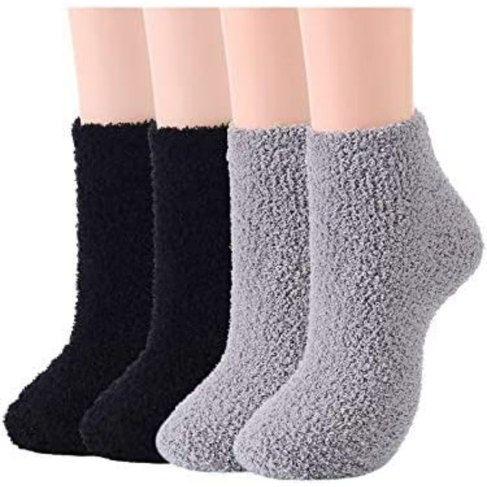 Pack Of 4 Womens Fuzzy Fluffy Cozy Warm Super Soft Slipper Socks Microfiber Home Socks For Christmas