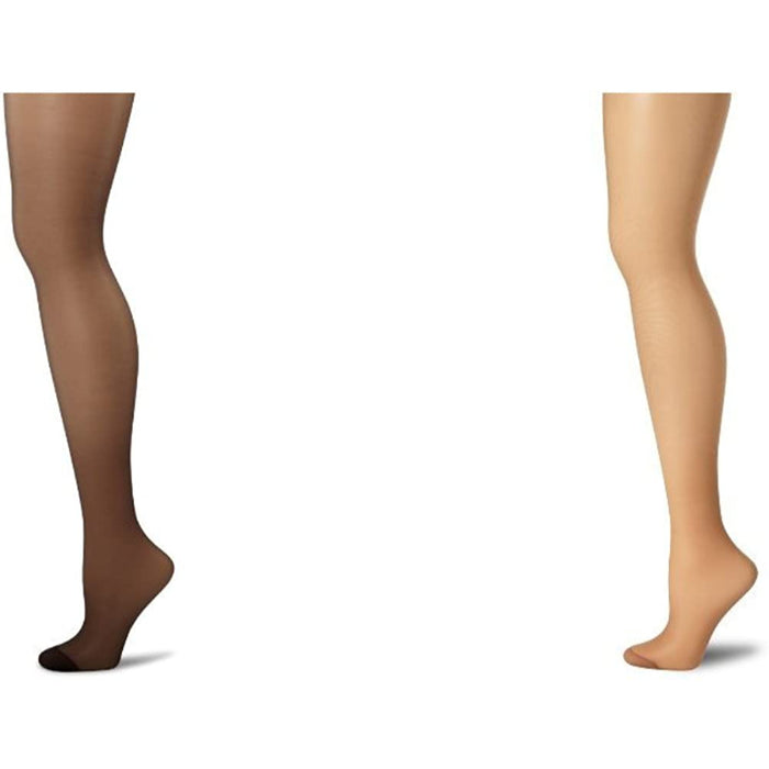 Pack Of 2 Women's Control Top Reinforced Toe Silk Reflections Panty Hose