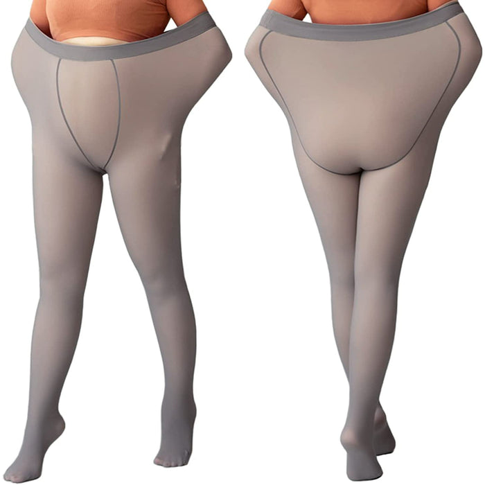 Pack Of 2 Women Warm Fleece Translucent Pantyhose Tights, Fake Translucent Fleece Winter Thermal Pantyhose for Women